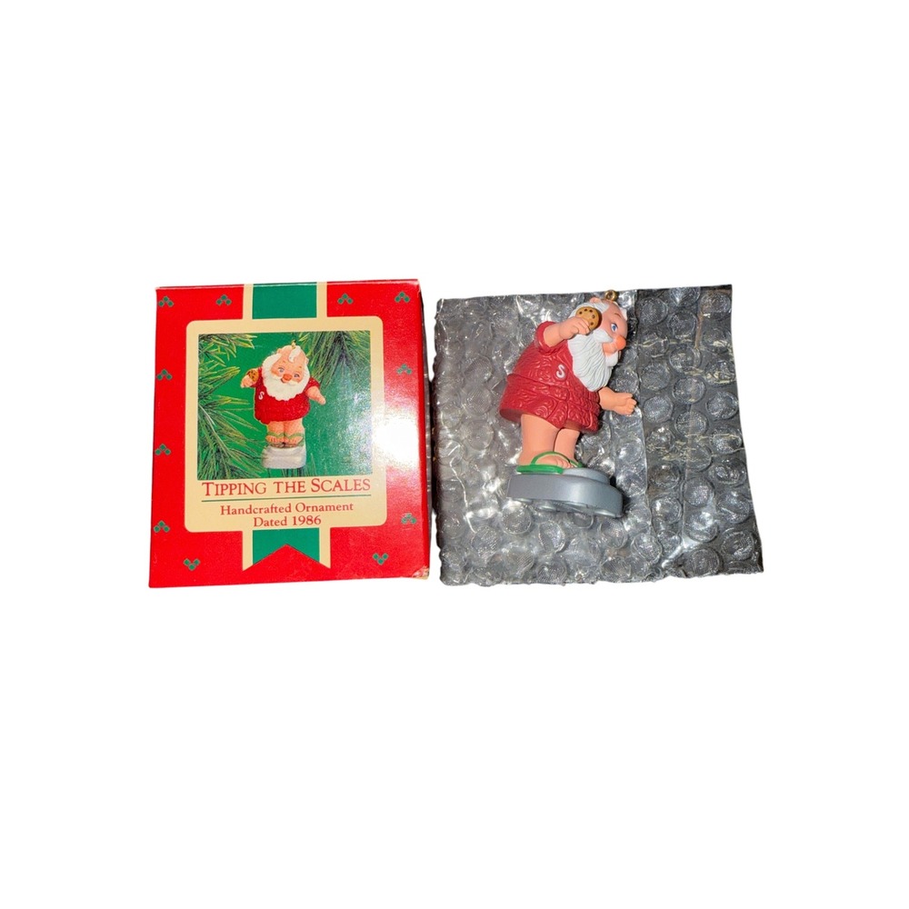 Vintage 1986 Hallmark Keepsake Ornament Tipping the Scales Santa Claus QX418-6